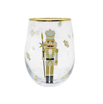 HOLIDAY NUTCRACKER STEMLESS WINE GLASS: GOLD-Cork Pops Inc