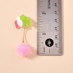 CHRISTMAS GREEN MONSTER HAND & POM-POM DANGLING EARRINGS: PINK-Lilla Haven