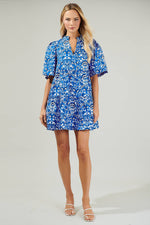 BLUE LULU FLORAL TOMALES SPLIT NECK SHIFT DRESS-Sugarlips