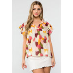 MULTICOLORED FALL SPOTTED PATTERN TOP-THML