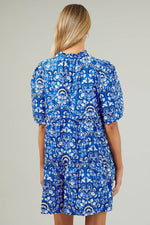 BLUE LULU FLORAL TOMALES SPLIT NECK SHIFT DRESS-Sugarlips