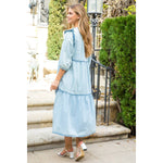 LIGHT DENIM TIERED MIDI DRESS-THML