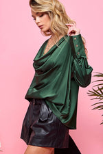 Satin Drape Blouse-Cezele