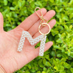 Hand Knitted Retro Pearl Initial Key Chain