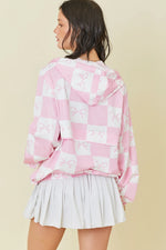 COQUETTE CHECKER RIBBON PRINT WINDBREAKER-Main Strip