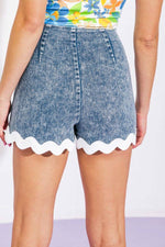 ACID WASH DENIM SKORT WITH RIC RAC DETAILING-FLYING TOMATO