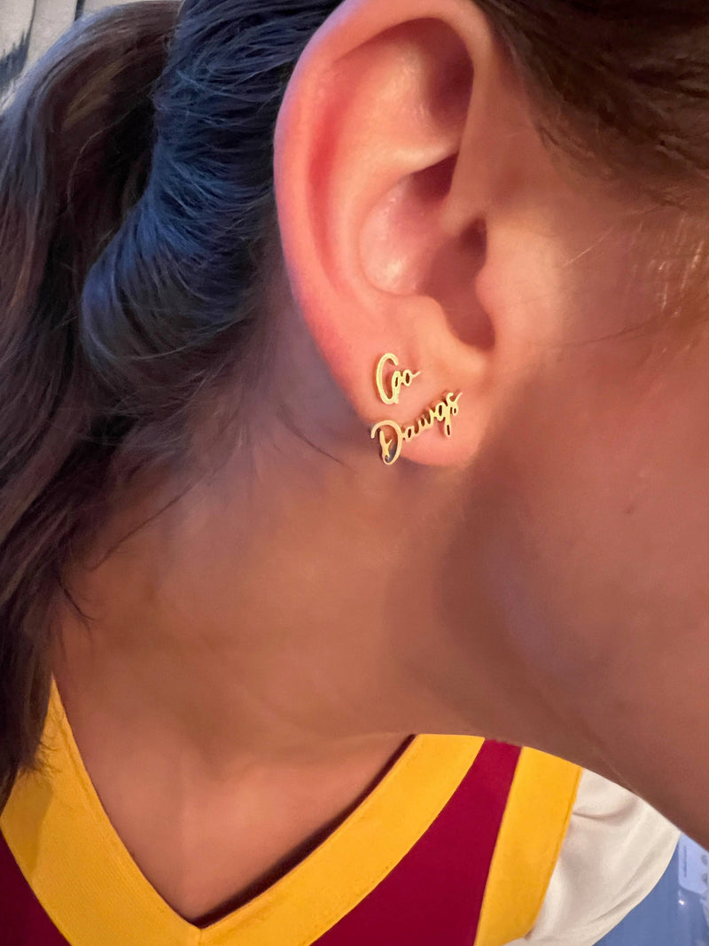 GO DAWGS CUTE GAME DAY GOLD STUD EARRINGS DAWGS FANS-Steele Sloan Designs