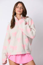 Bow Jacquard Sherpa Sweatshirts-Peach Love California-Sissy Boutique