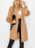 CASUAL CAMEL COLORED SOLID FALL LONG SLEEVE CARDIGAN-Cezele