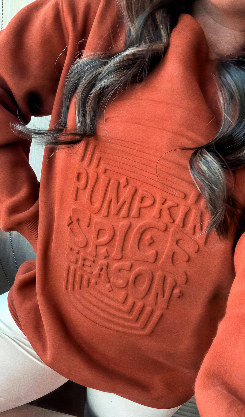 EVELYN EMBOSSED SWEATER - CORN MAZE PUMPKIN SPICE LATTE-JadyK