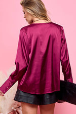 Satin Drape Blouse-Cezele