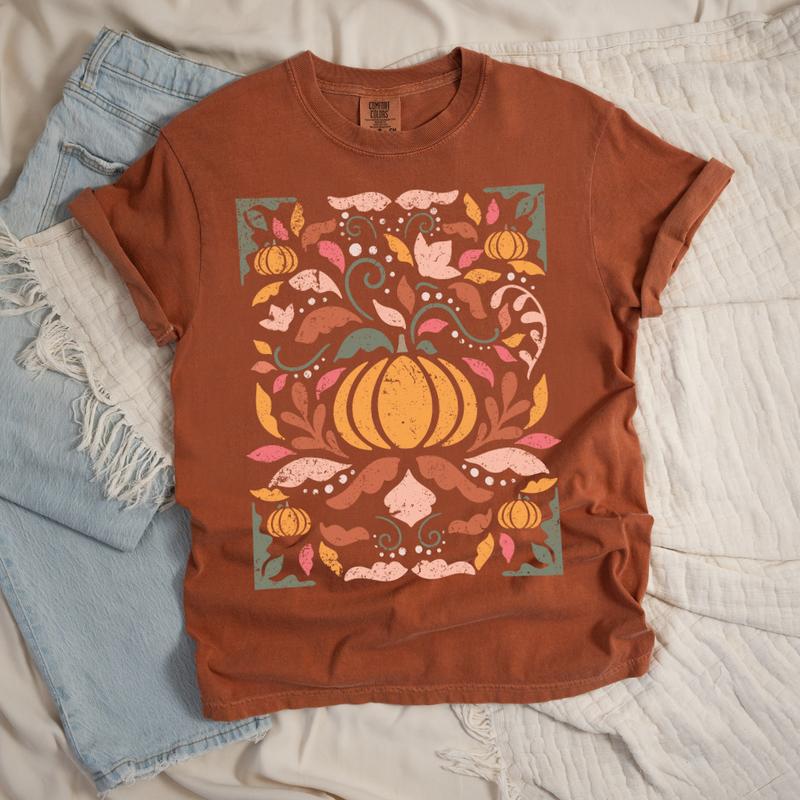 ABSTRACT PUMPKIN TEE-Amelia Kates