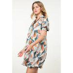 ABSTRACT PRINT DRESS: GRAY / S-THML