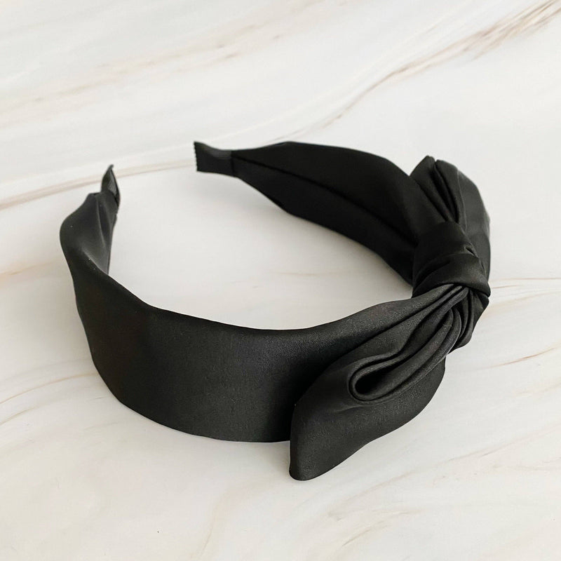 Tied Satin Side Bow Headband-Ellison+Young-Sissy Boutique