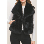 BLACK FAUX FUR VEST-ITSSY