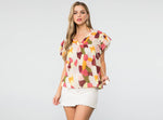 MULTICOLORED FALL SPOTTED PATTERN TOP-THML