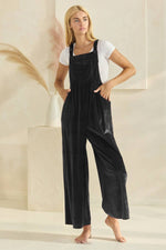 PLUS Velvet Front Shirring Jumpsuit-Oddi-Sissy Boutique