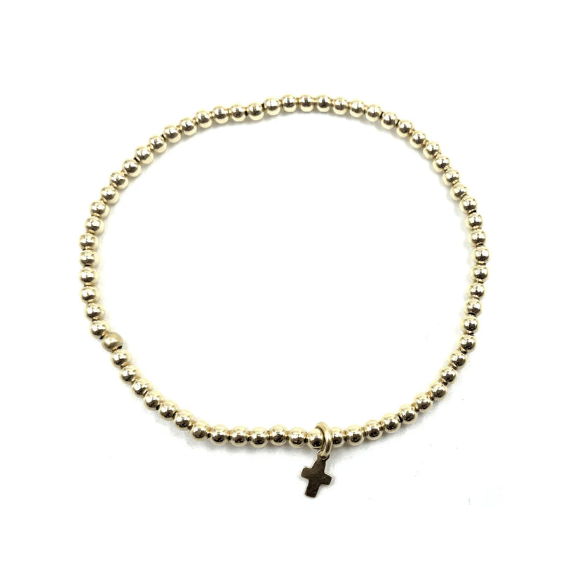 3MM GOLD FILLED KARMA WATERPROOF BRACELET WITH LUXE CROSS-Erin Gray