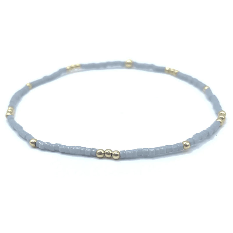 2MM NEWPORT CLOUD GRAY + GOLD FILLED WATERPROOF BRACELET-Erin Gray