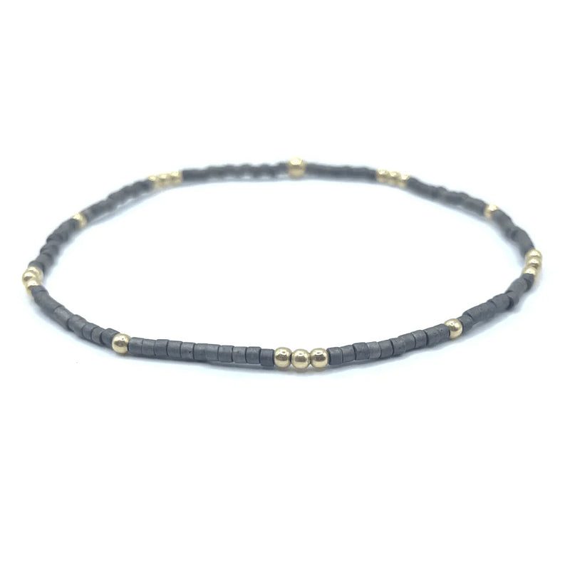 2MM NEWPORT GRAPHITE + GOLD FILLED WATERPROOF BRACELET-Erin Gray