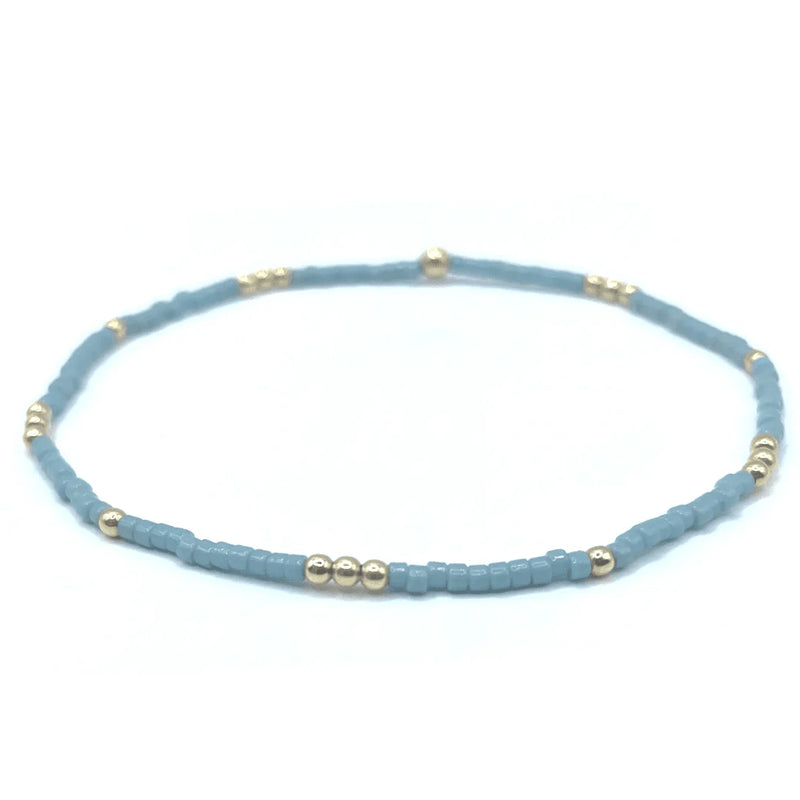 2MM NEWPORT PALE TURQUOISE BLUE + GOLD FILLED WATERPROOF BRACELET-Erin Gray