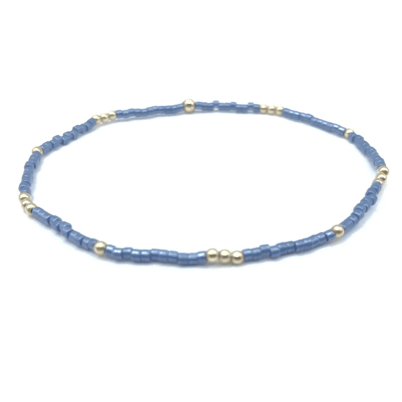 2MM NEWPORT STEEL BLUE + GOLD FILLED WATERPROOF BRACELET-Erin Gray