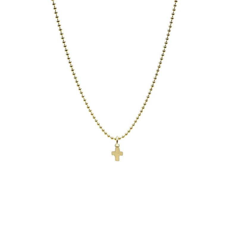 14K GOLD FILLED 15" BABY BLISS NECKLACE WITH LUXE CROSS- WATERPROOF!-Erin Gray