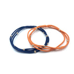 3MM GOLD WATER PONY WATERPROOF BRACELET HAIR BANDS IN ORANGE AND NAVY-Erin Gray