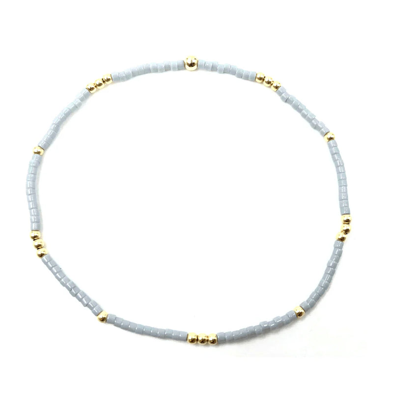 2MM NEWPORT CLOUD GRAY + GOLD FILLED WATERPROOF BRACELET-Erin Gray