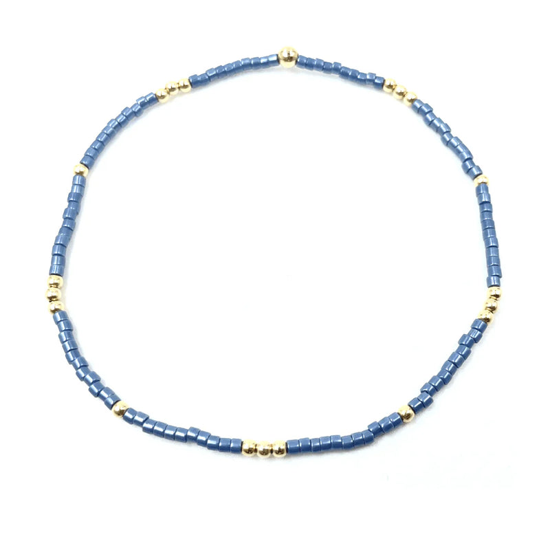 2MM NEWPORT STEEL BLUE + GOLD FILLED WATERPROOF BRACELET-Erin Gray