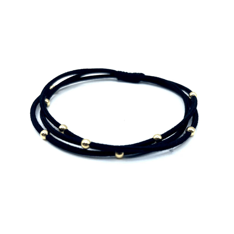 SINGLE WATER PONY 3MM GOLD WATERPROOF HAIR BAND IN BLACK-Erin Gray