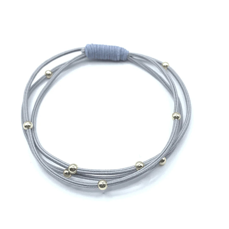 SINGLE WATER PONY 3MM GOLD WATERPROOF HAIR BAND IN GRAY AND LIGHT BLUE-Erin Gray