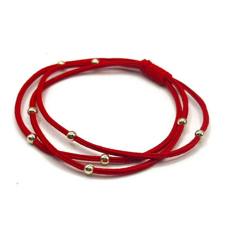 SINGLE WATER PONY 3MM GOLD WATERPROOF HAIR BAND IN RED-Erin Gray