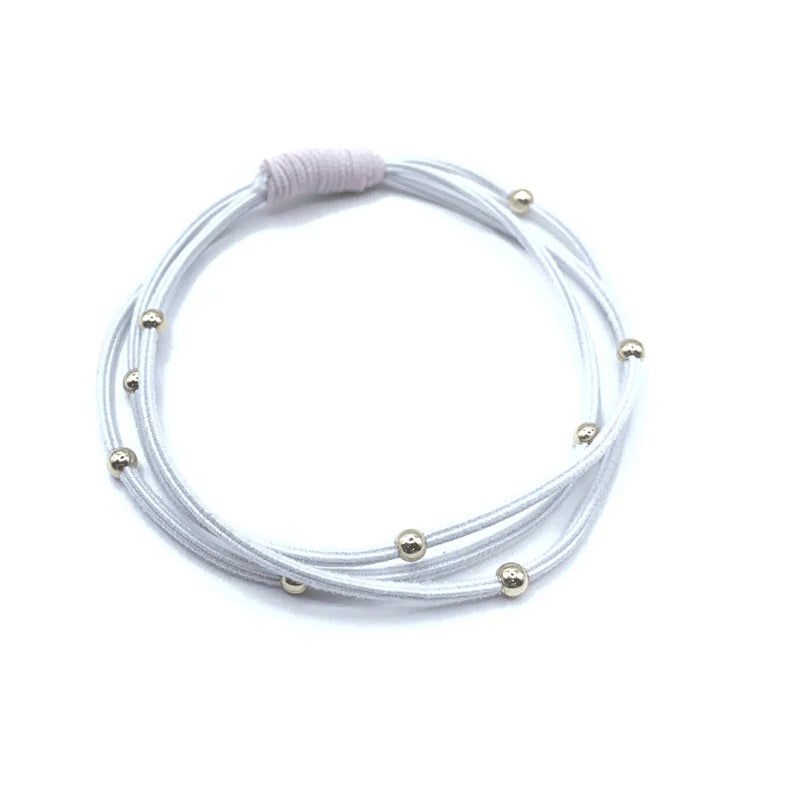 SINGLE WATER PONY 3MM GOLD WATERPROOF HAIR BAND IN WHITE AND PINK-Erin Gray