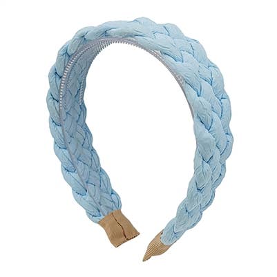 LIGHT BLUE BRAIDED FABRIC HEADBAND-What's Hot