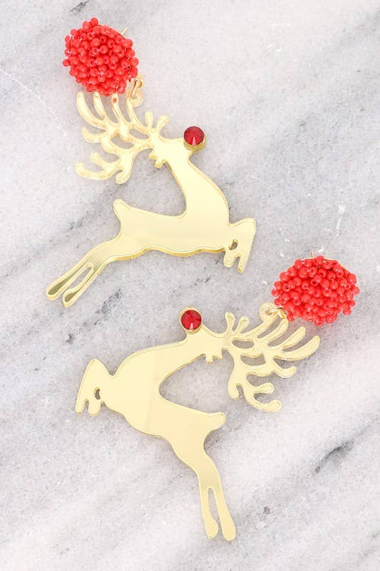 GOLD RUDOLPH STATEMENT EARRINGS-anbfashion