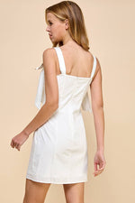 WHITE BOW DETAIL MINI DRESS-TCEC