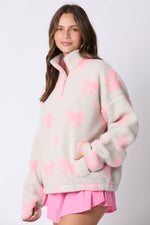 Bow Jacquard Sherpa Sweatshirts-Peach Love California-Sissy Boutique