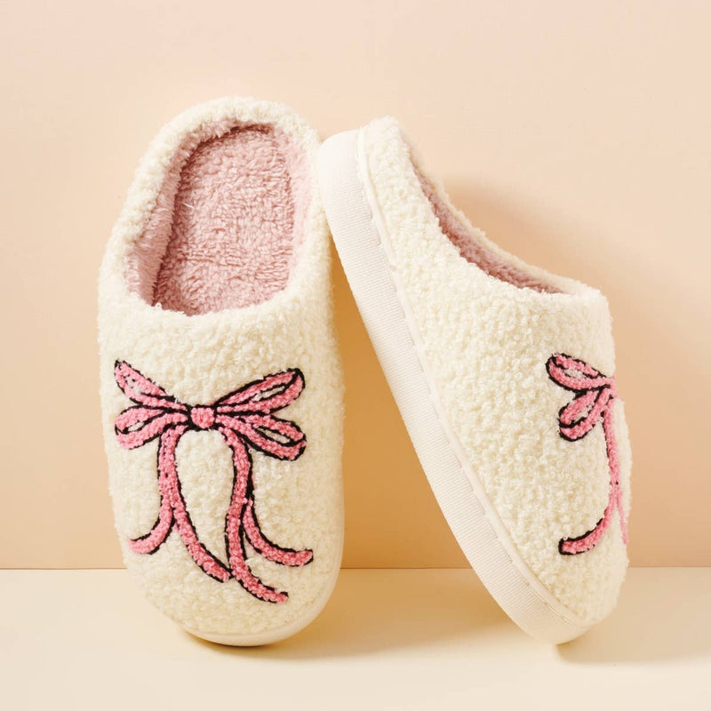 PINK BOW COQUETTE HOME SLIPPERS-Lilla Haven