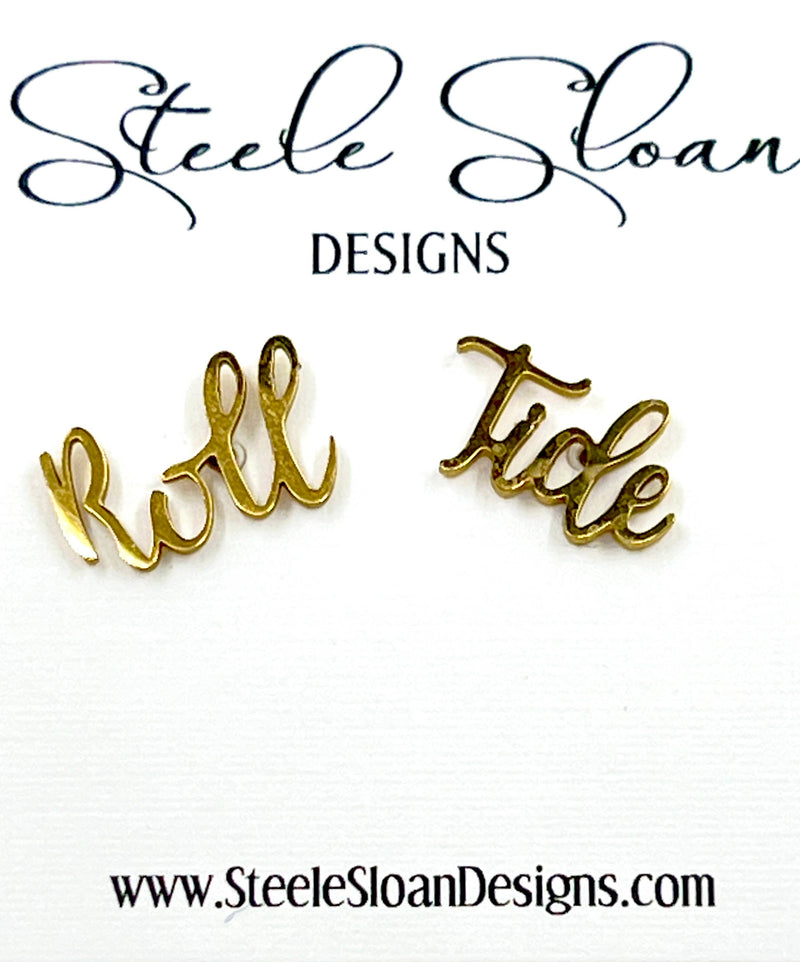 ROLL TIDE EARRINGS GIFT FOR ALABAMA FAN, BAMA GIFT LICENSED-Steele Sloan Designs