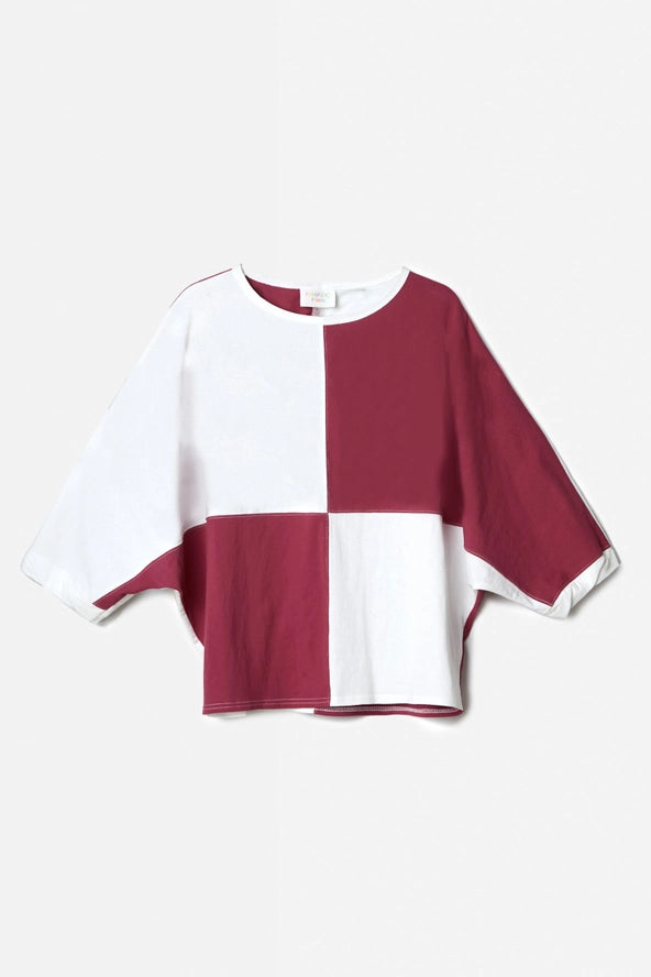 WHITE & CRIMSON ALABAMA GAMEDAY COLOR BLOCK TOP-Sissy Boutique