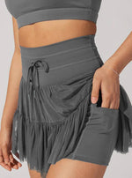 HIGH-WAISTED LACE-UP PANELLED PLEATED SKIRT: BLACK-Rosa Clothing