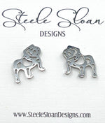 ADORABLE BULLDOG EARRINGS- GOLD STAINLESS STEEL BULLDOGS: SILVER-Steele Sloan Designs