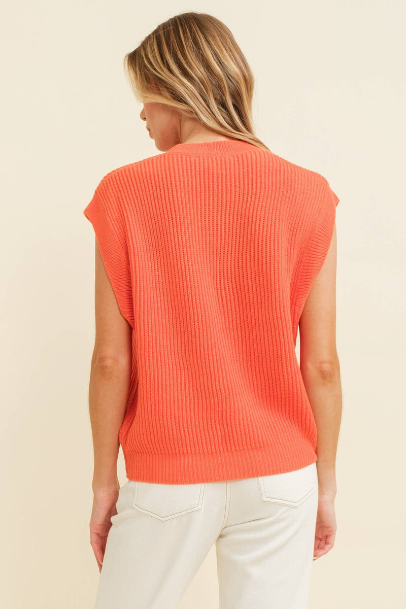 CSW10210-5 - 'TIGERS" EMBROIDERED SLEEVELESS SWEATER TOP: ORANGE / S-Cloud Ten