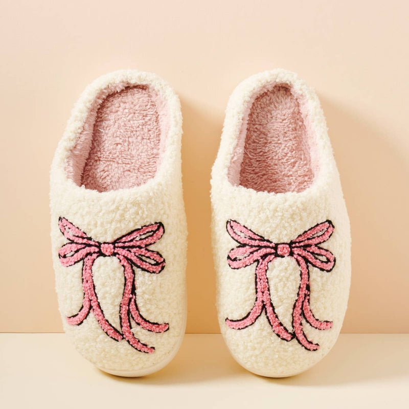 PINK BOW COQUETTE HOME SLIPPERS-Lilla Haven