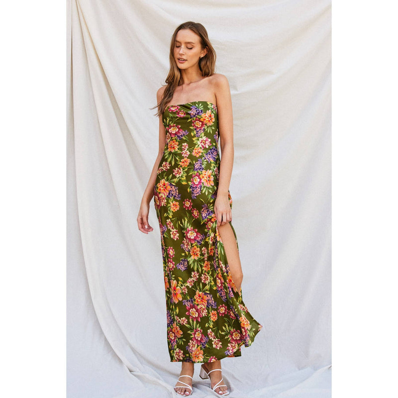 GARDEN PARTY STRAPLESS BIAS CUT MAXI DRESS-Dress Forum