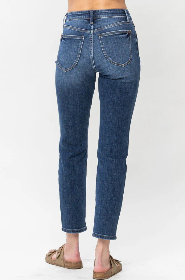 JUDY BLUE HIGH WAISTED SHIELD BACK POCKET SLIM JEANS-Judy Blue