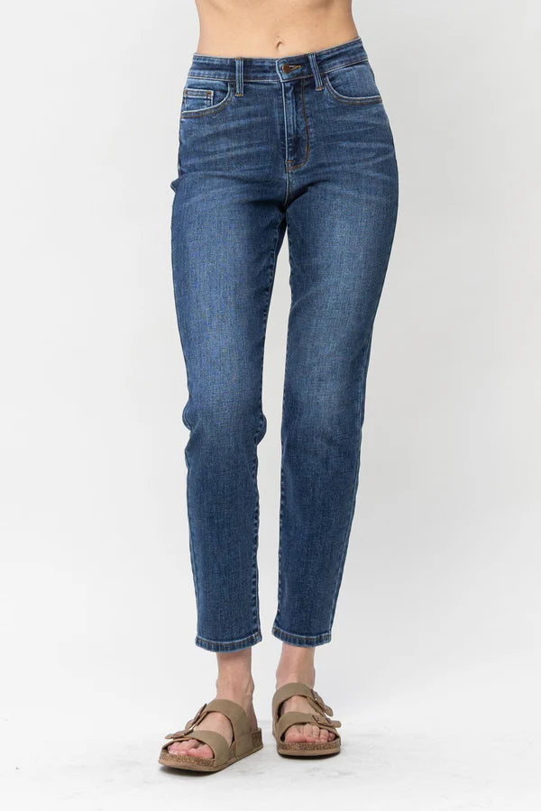 JUDY BLUE HIGH WAISTED SHIELD BACK POCKET SLIM JEANS-Judy Blue