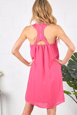 HOT PINK RACERBACK TANK MINI DRESS WITH BACK-ZIPPER-Sissy Boutique