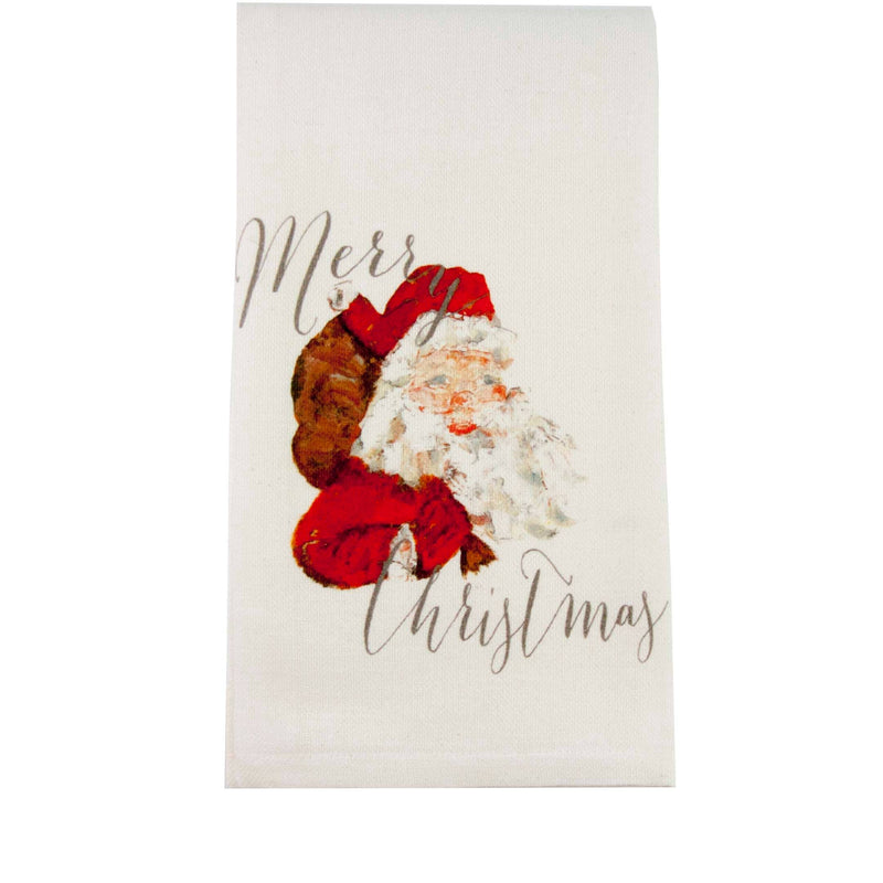 SANTA HEAD WITH MERRY CHRISTMAS GRAY DISHTOWEL-Sissy Boutique